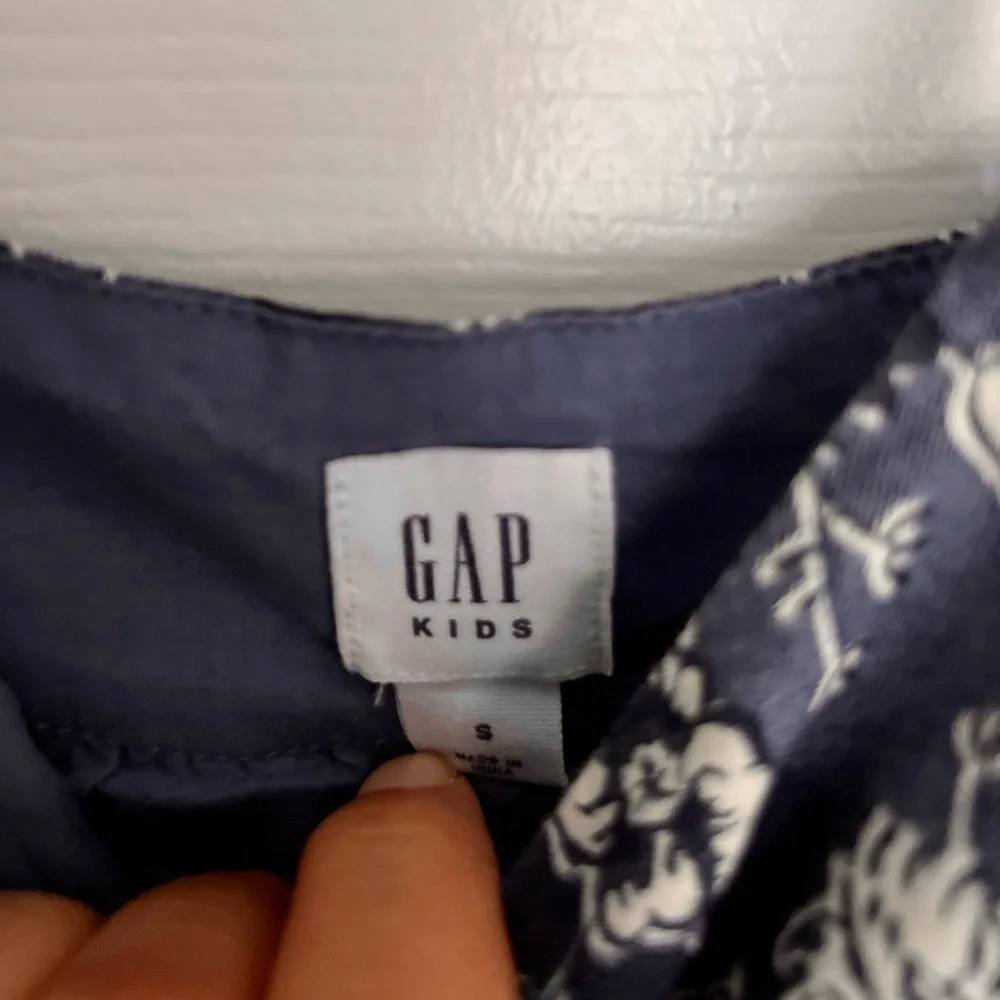 GAP Girls Blue & White Floral Tiered Sundress Ruffle Strap Sleeveless-Size Small